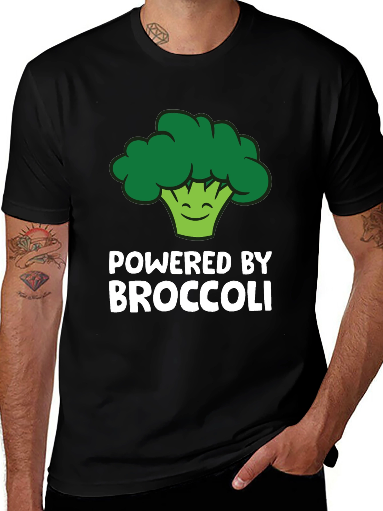 Camiseta Powered by Broccoli para Amantes de lo Vegano
