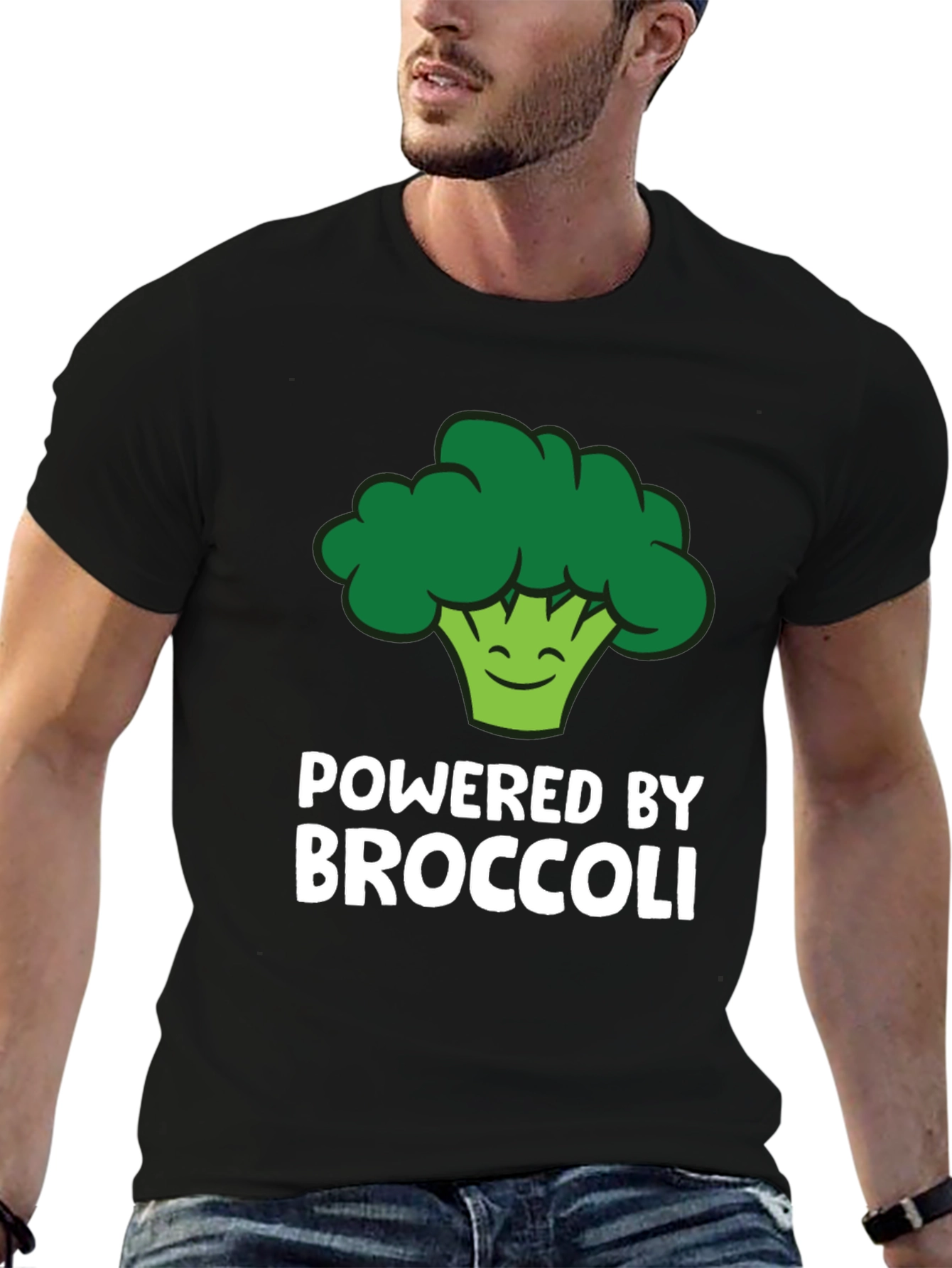 Camiseta Powered by Broccoli para Amantes de lo Vegano