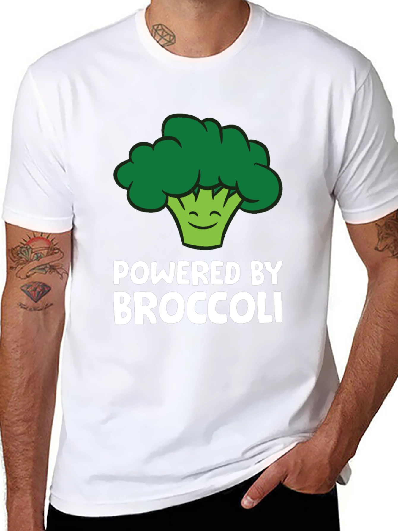 Camiseta Powered by Broccoli para Amantes de lo Vegano