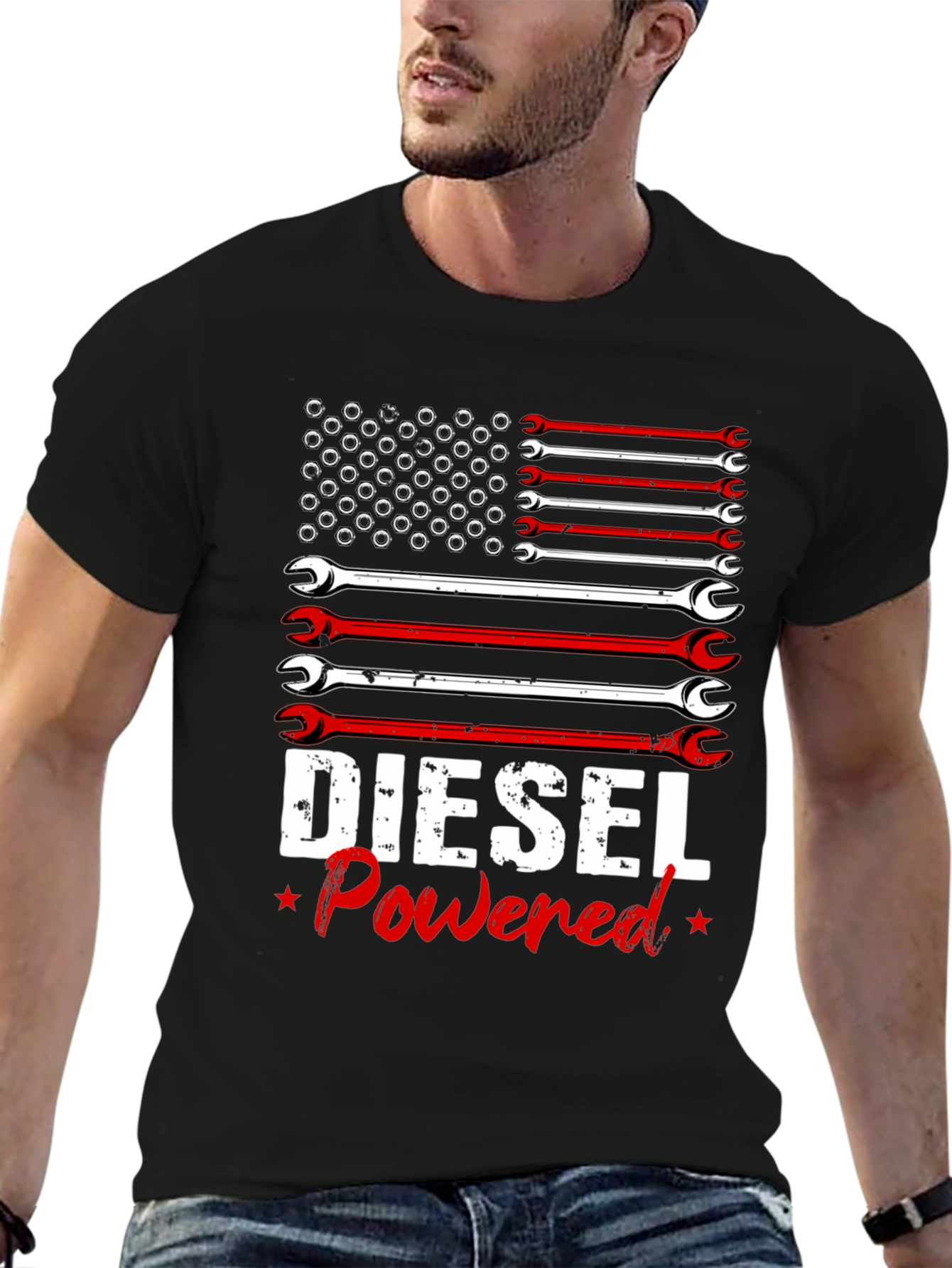Camiseta Hombre Diesel Powered Diseño Bandera Americana
