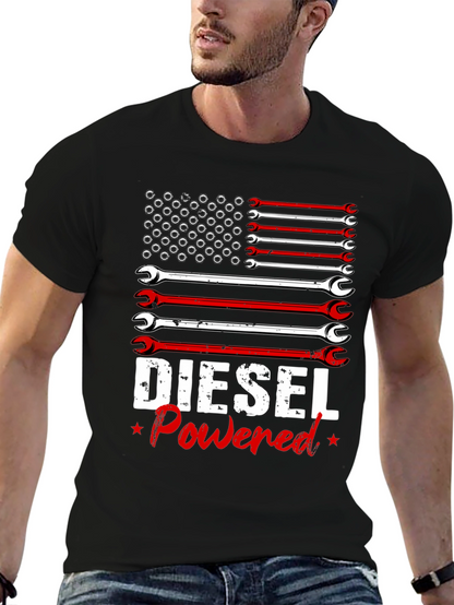 Camiseta Hombre Diesel Powered Diseño Bandera Americana