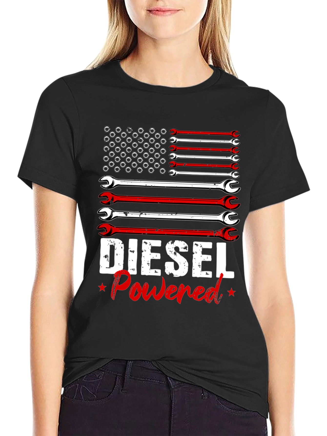 Camiseta Hombre Diesel Powered Diseño Bandera Americana