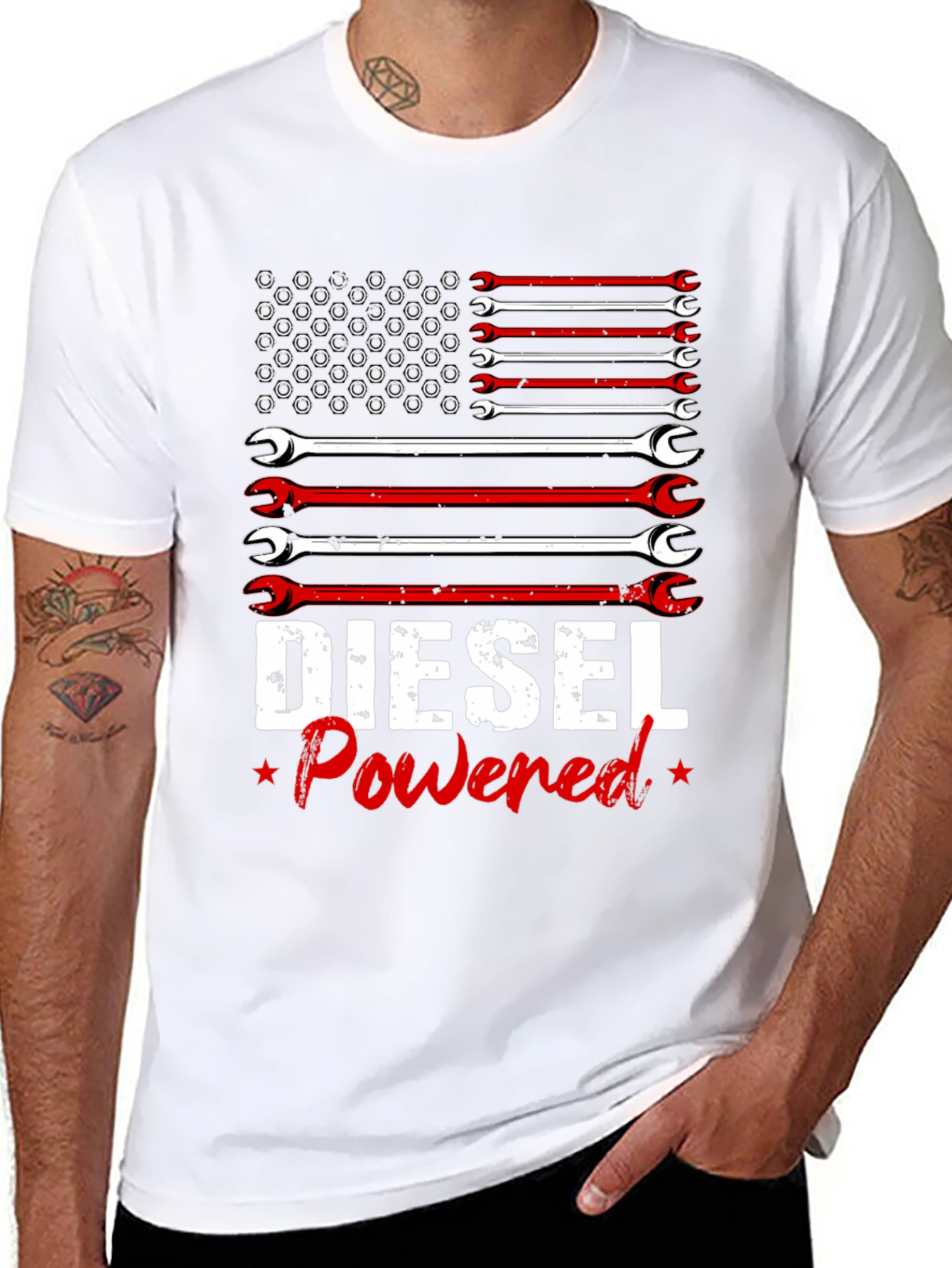 Camiseta Hombre Diesel Powered Diseño Bandera Americana