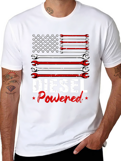 Camiseta Hombre Diesel Powered Diseño Bandera Americana