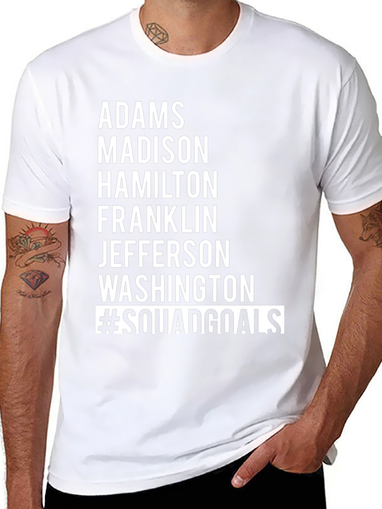 Camiseta Negra #SquadGoals - Adams Madison Hamilton