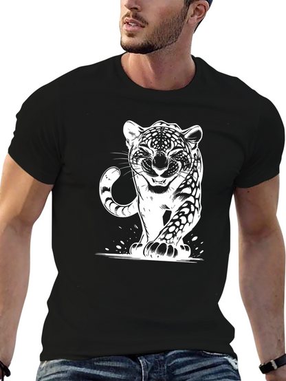 Camiseta Negra con Diseño de Jaguar