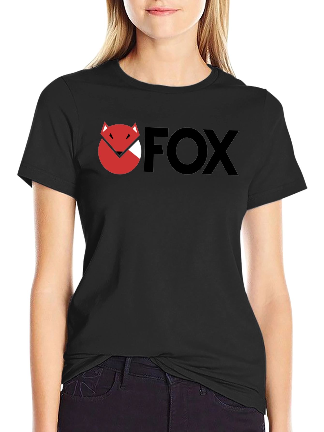 Camiseta Negra con Logo FOX Estilizado