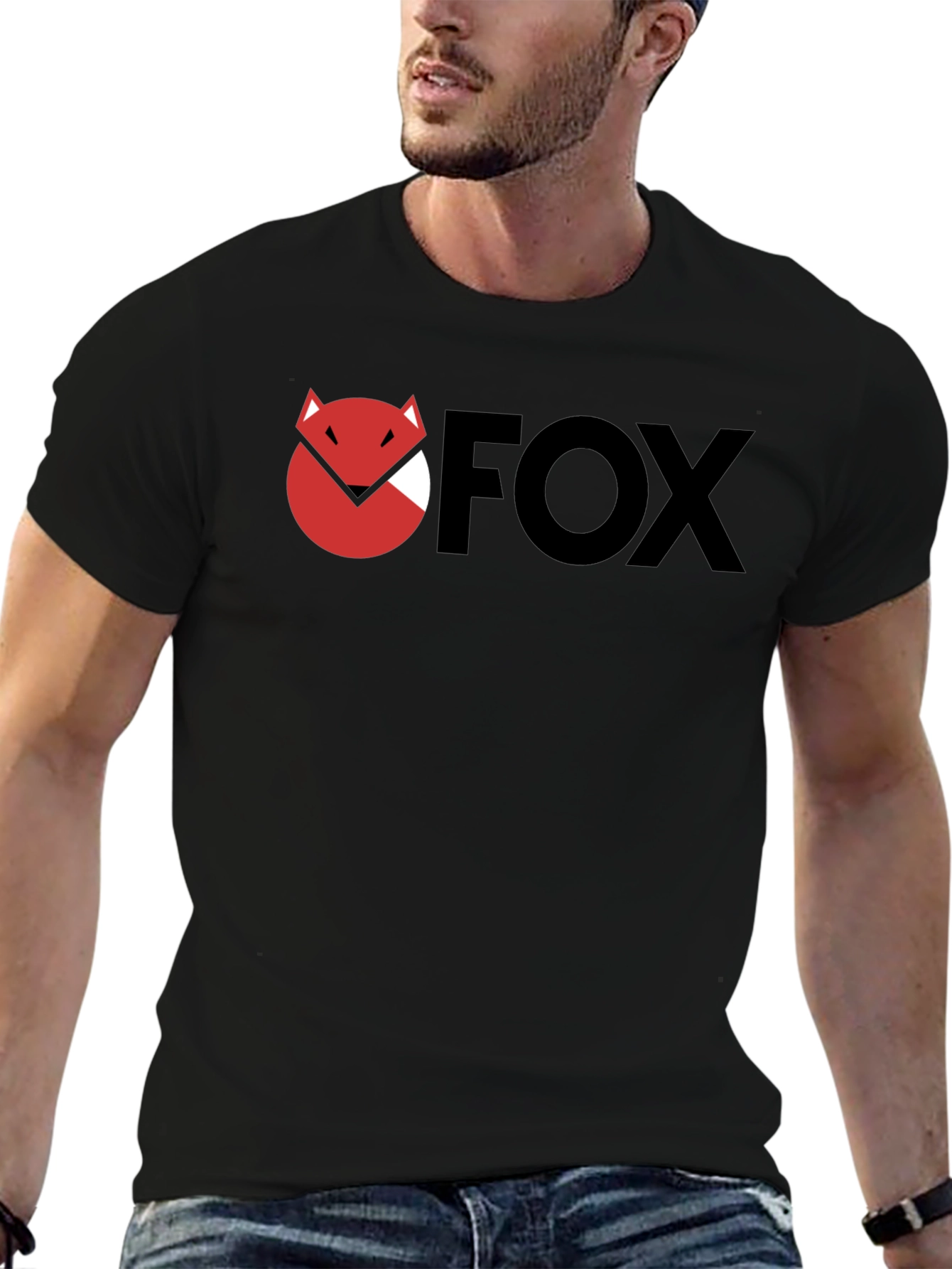 Camiseta Negra con Logo FOX Estilizado