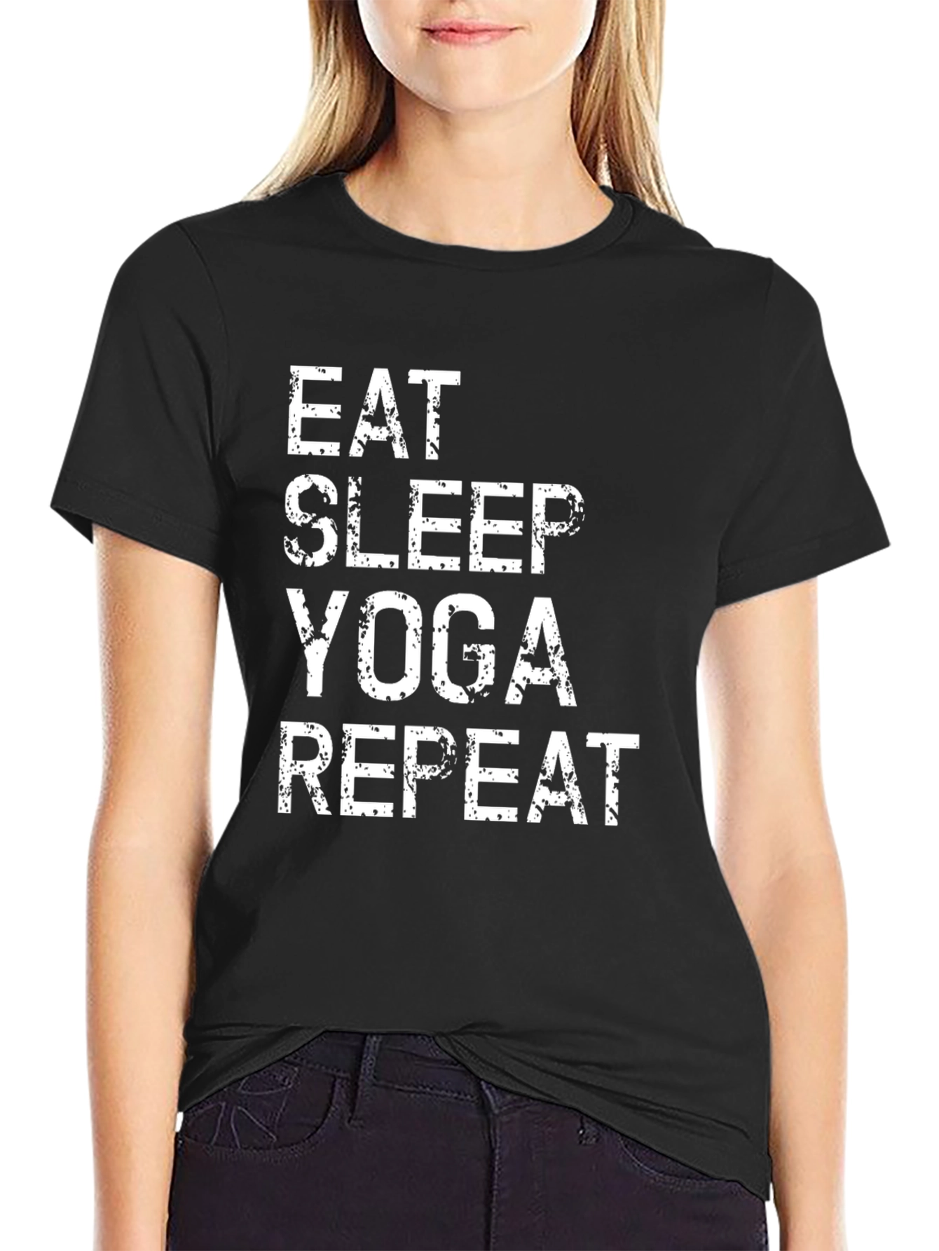 Camiseta Yoga: Come Duerme Yoga Repite - Algodón