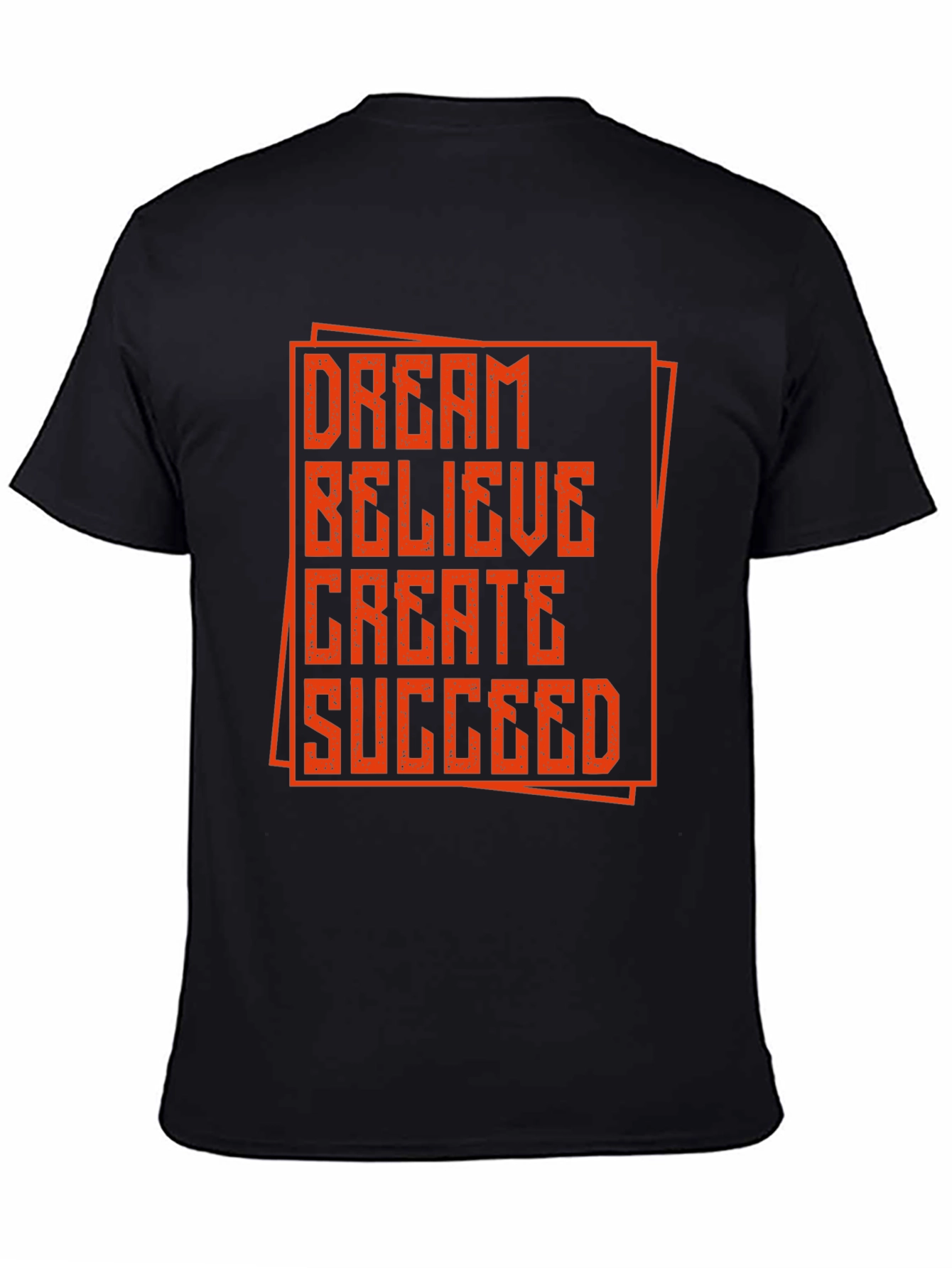 Camiseta Negra con Diseño Motivacional Naranja