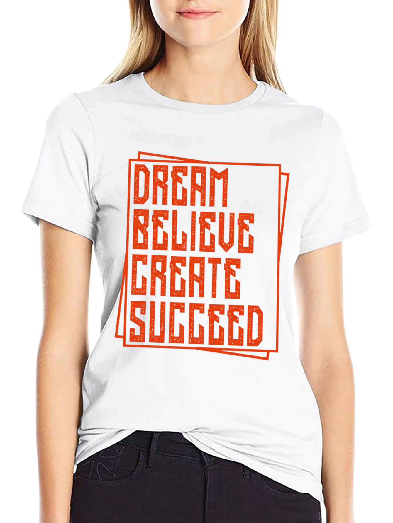 Camiseta Negra con Diseño Motivacional Naranja