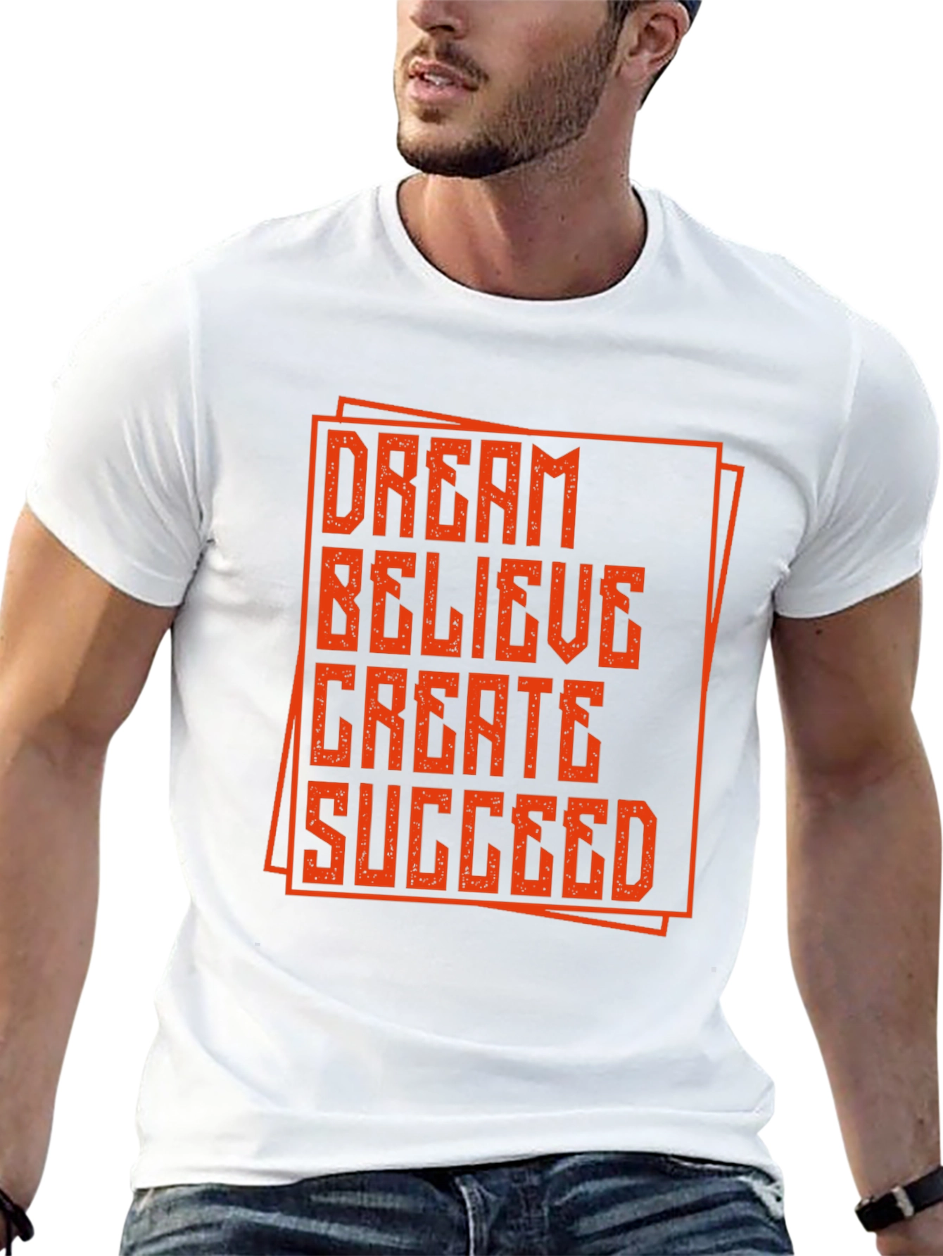 Camiseta Negra con Diseño Motivacional Naranja