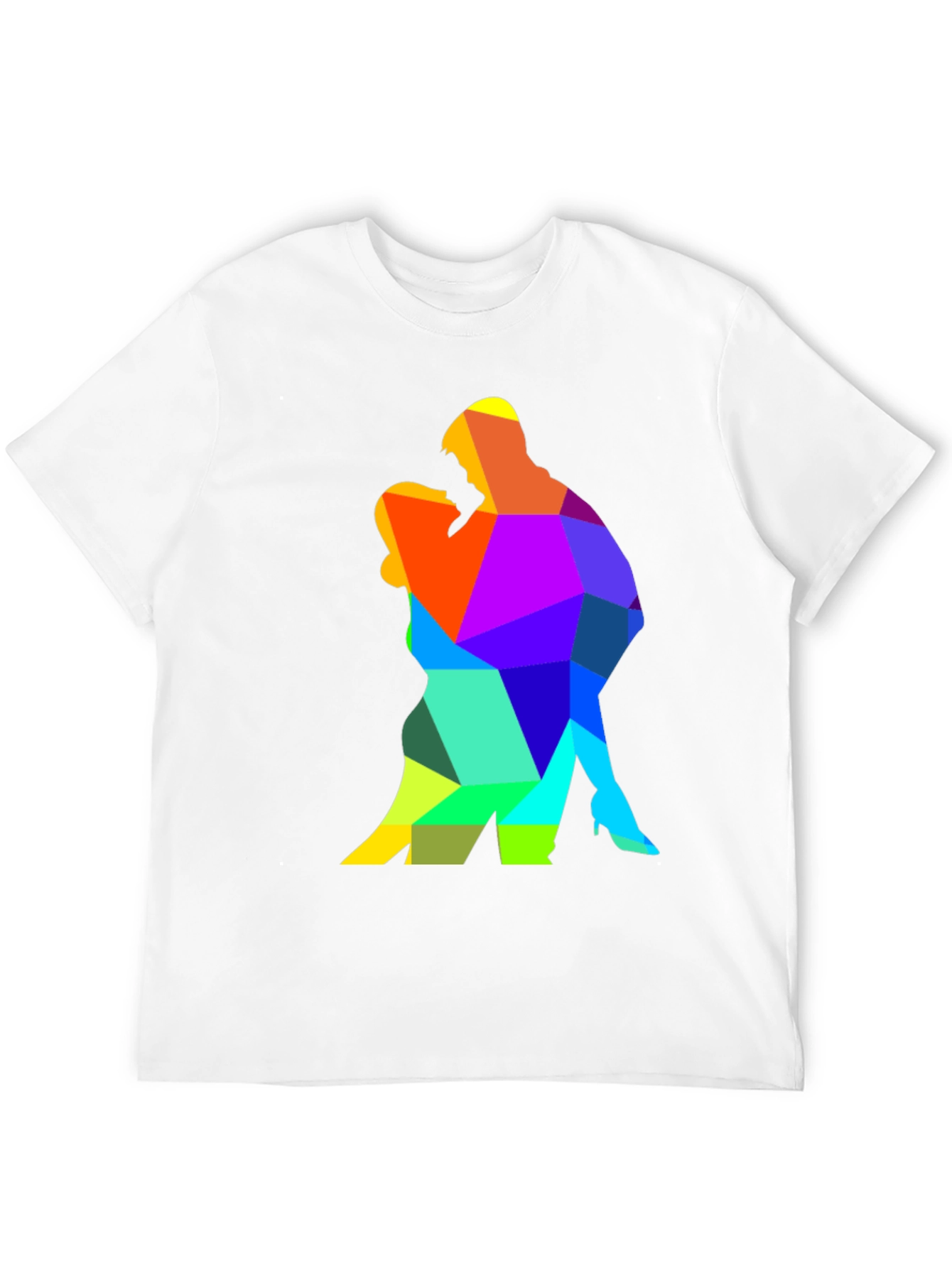 Camiseta Negra con Diseño Geométrico de Pareja Bailando