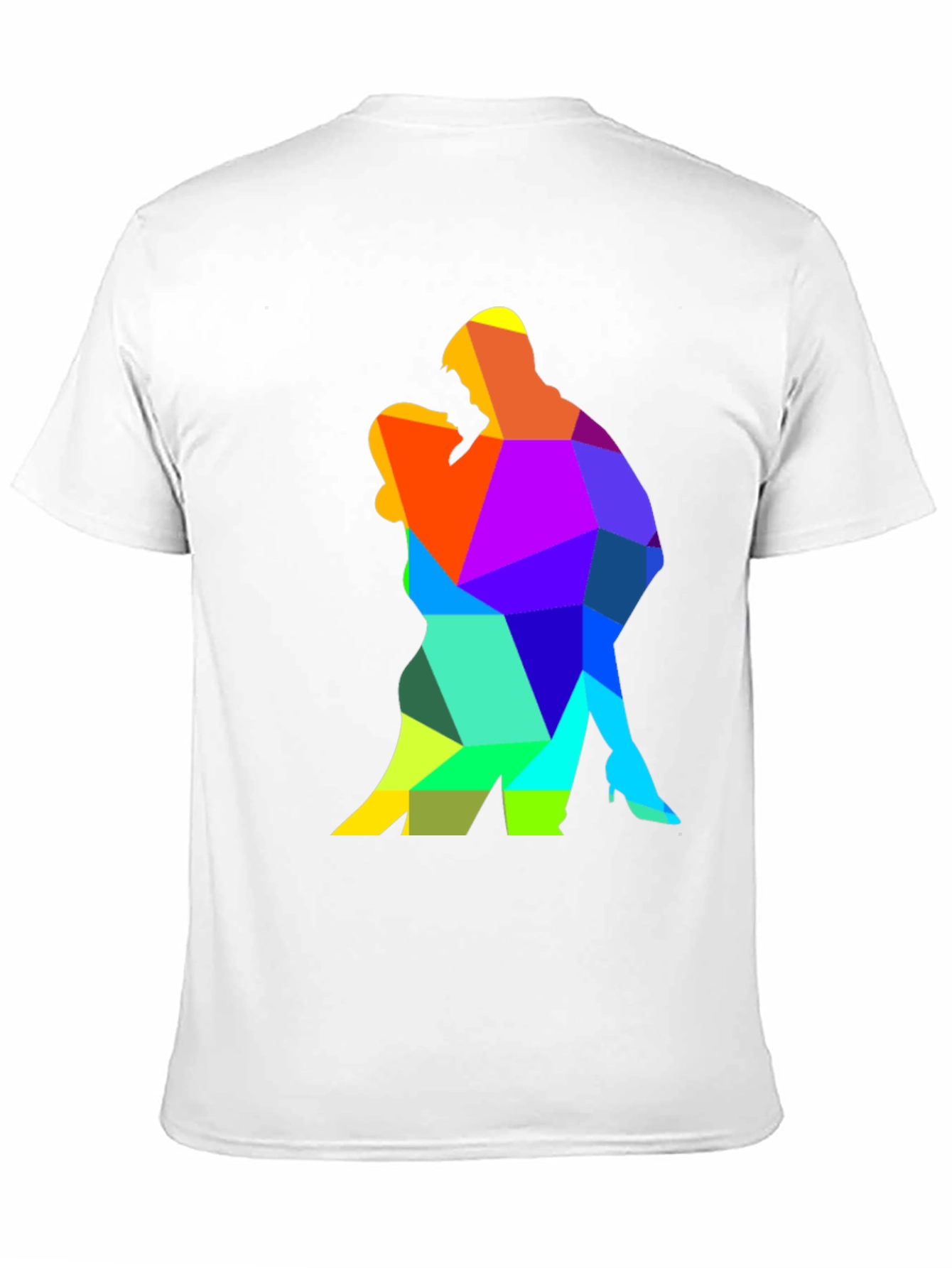 Camiseta Negra con Diseño Geométrico de Pareja Bailando