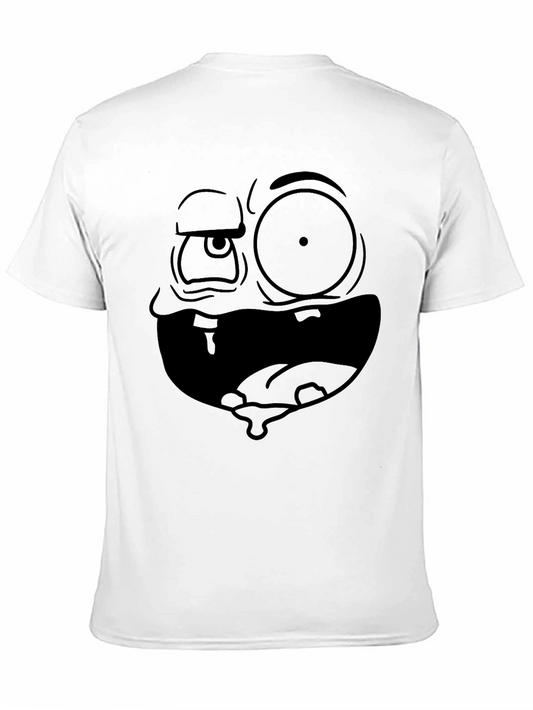 Camiseta Negra Hombre: Cara Dibujo Animado Expresiva