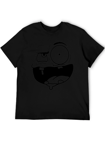 Camiseta Negra Hombre: Cara Dibujo Animado Expresiva