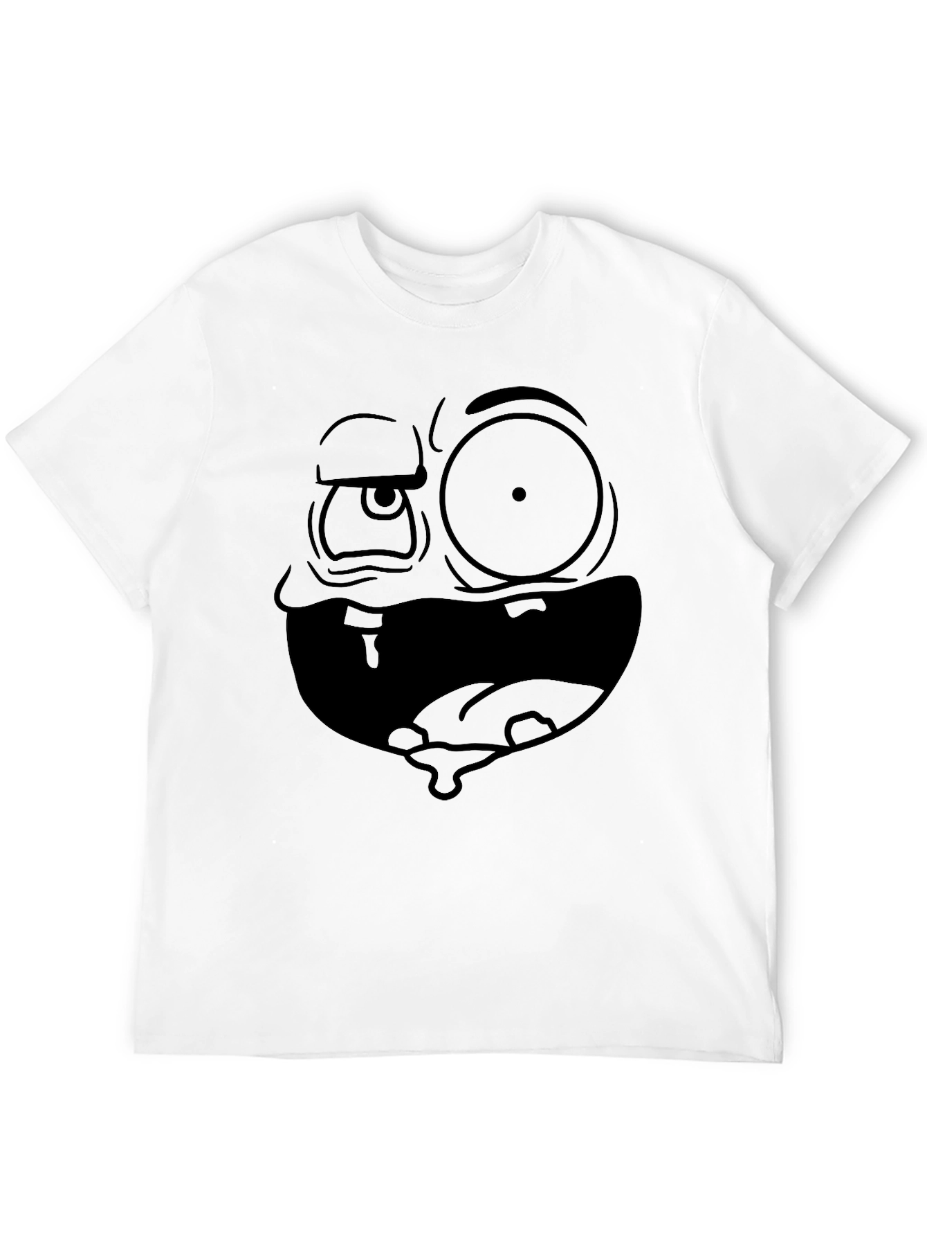 Camiseta Negra Hombre: Cara Dibujo Animado Expresiva
