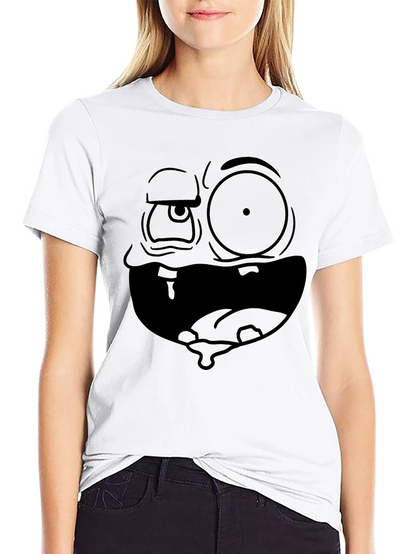 Camiseta Negra Hombre: Cara Dibujo Animado Expresiva