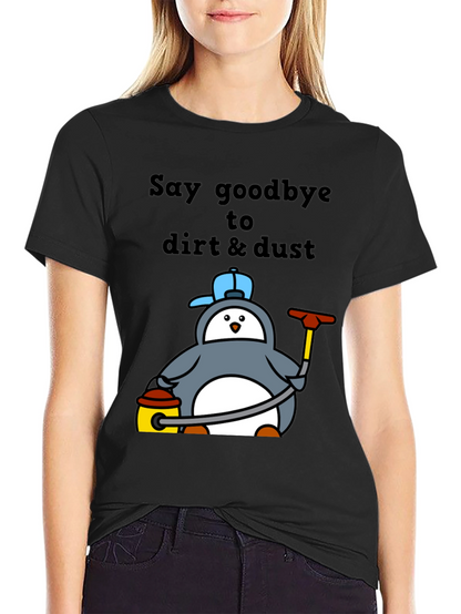 Camiseta Negra con Pingüino Limpiador