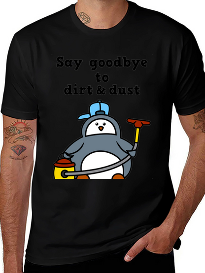 Camiseta Negra con Pingüino Limpiador