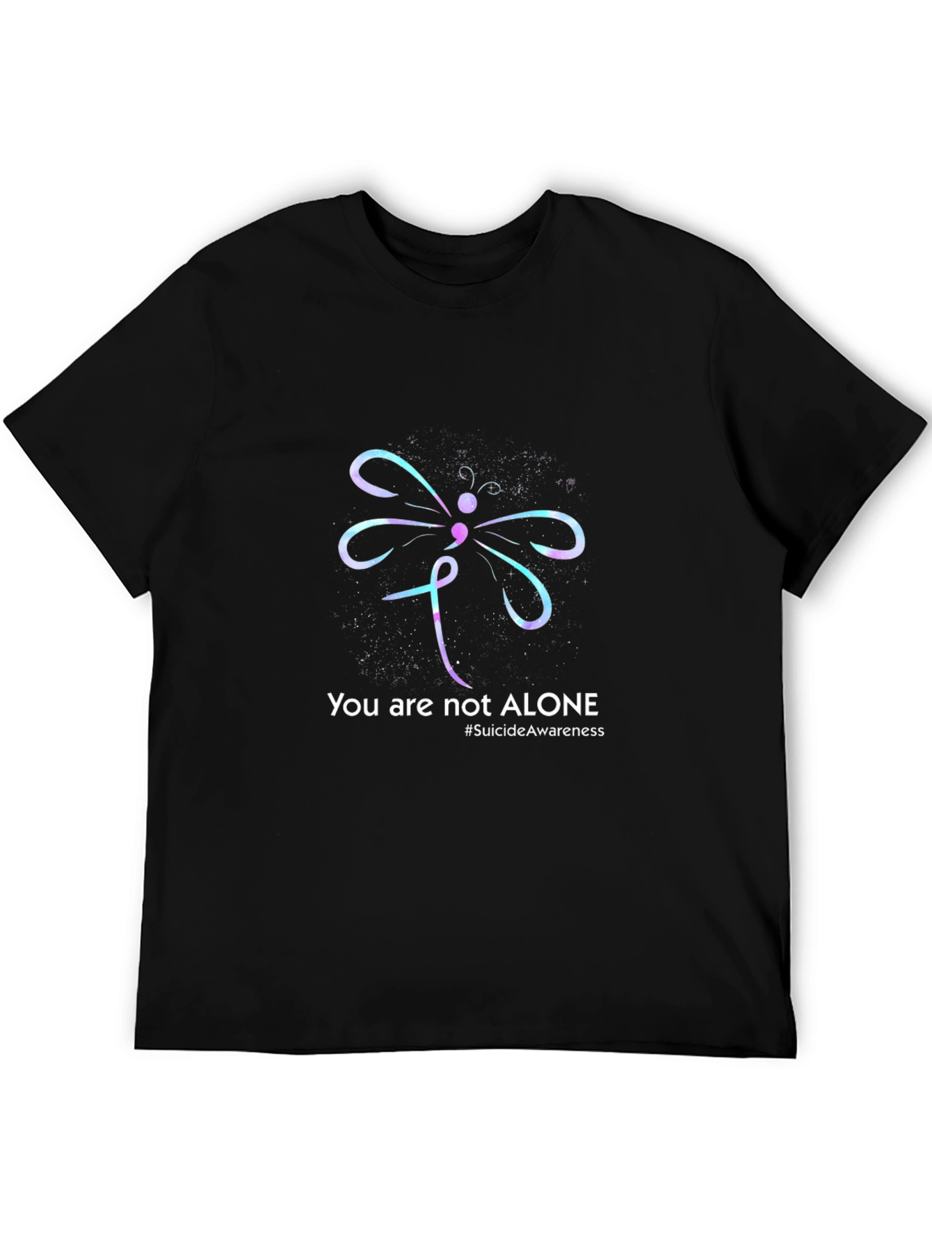 Camiseta Negra con Diseño de Concienciación sobre el Suicidio