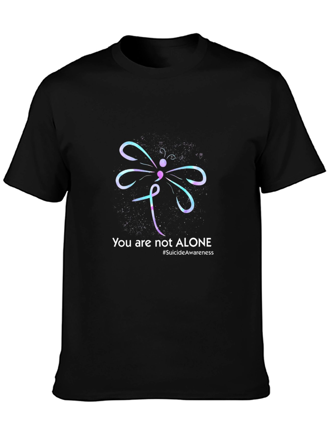 Camiseta Negra con Diseño de Concienciación sobre el Suicidio