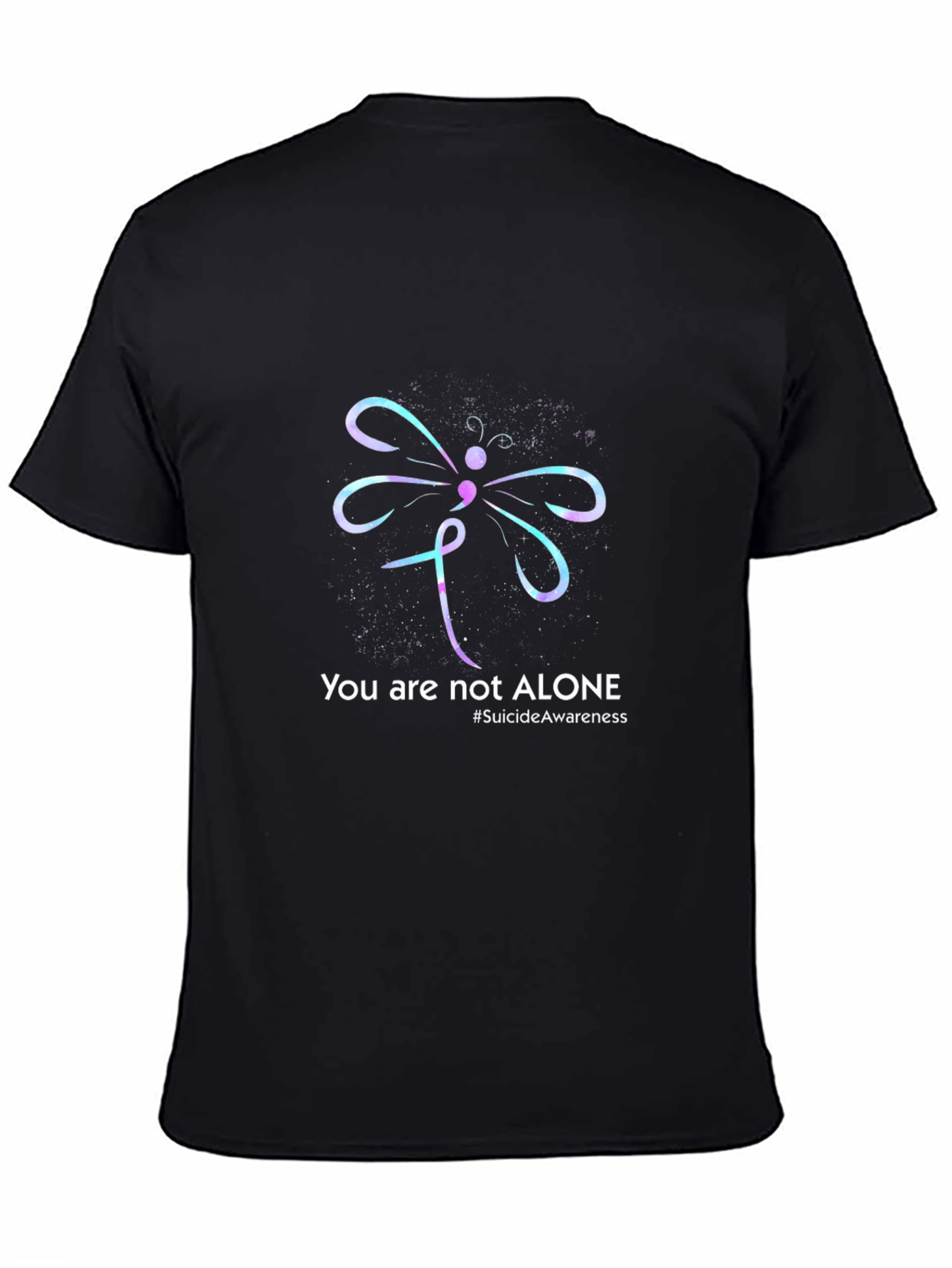 Camiseta Negra con Diseño de Concienciación sobre el Suicidio