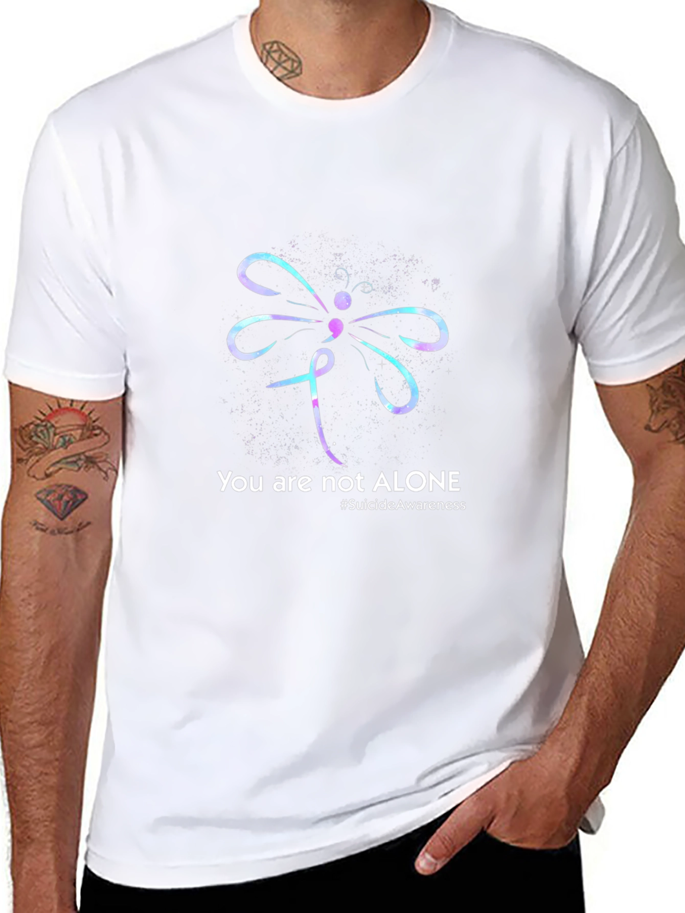 Camiseta Negra con Diseño de Concienciación sobre el Suicidio