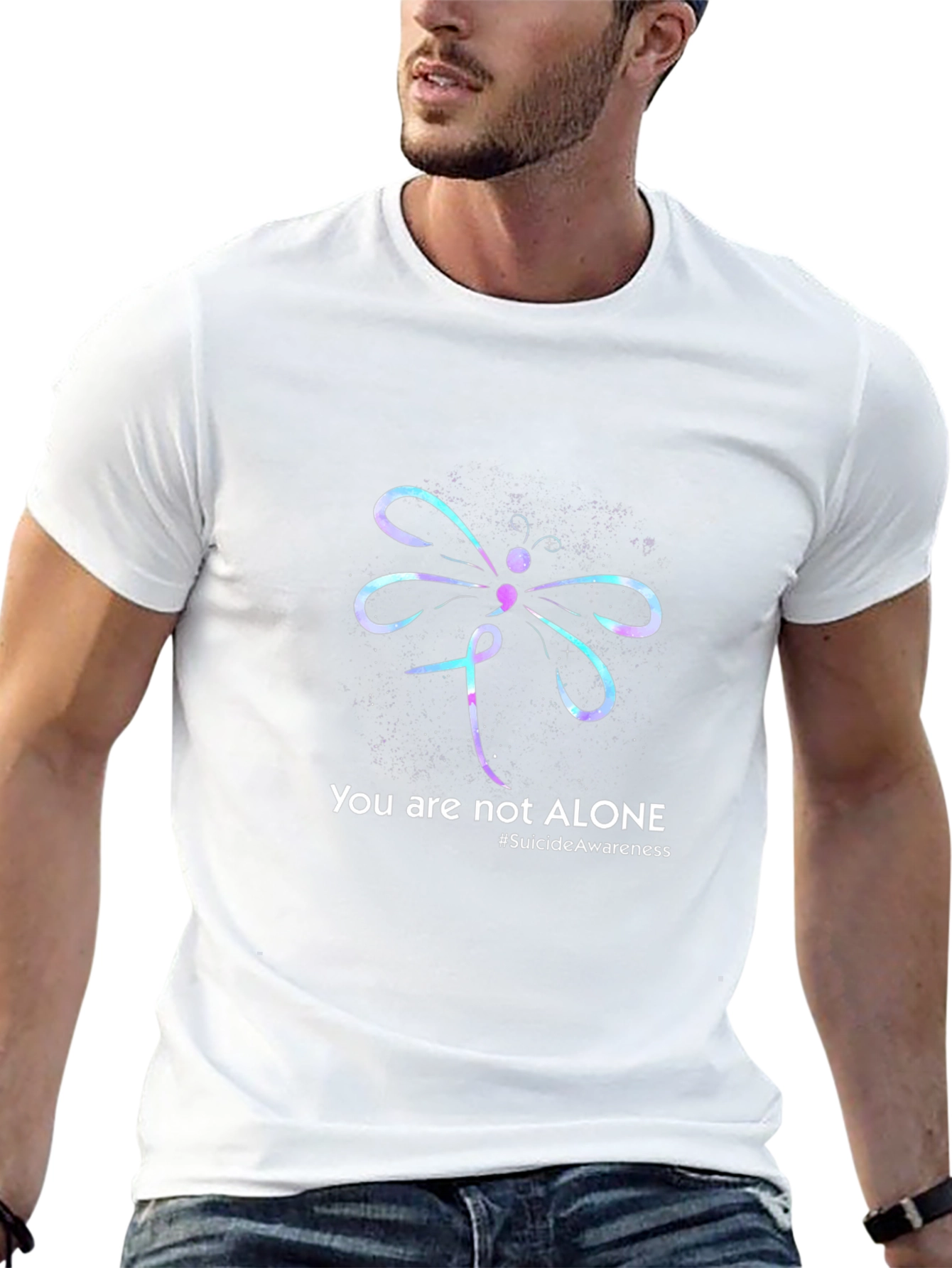Camiseta Negra con Diseño de Concienciación sobre el Suicidio