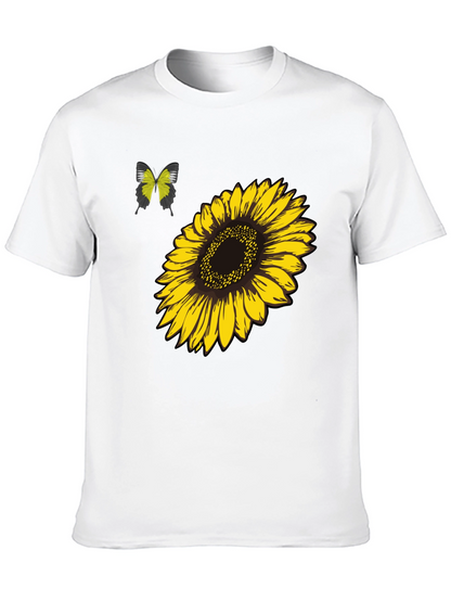 Camiseta Negra Girasol y Mariposa