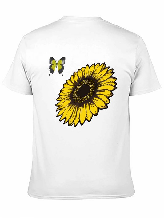 Camiseta Negra Girasol y Mariposa