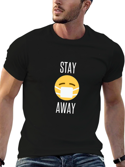 Camiseta Negra Stay Away con Emoji de Mascarilla