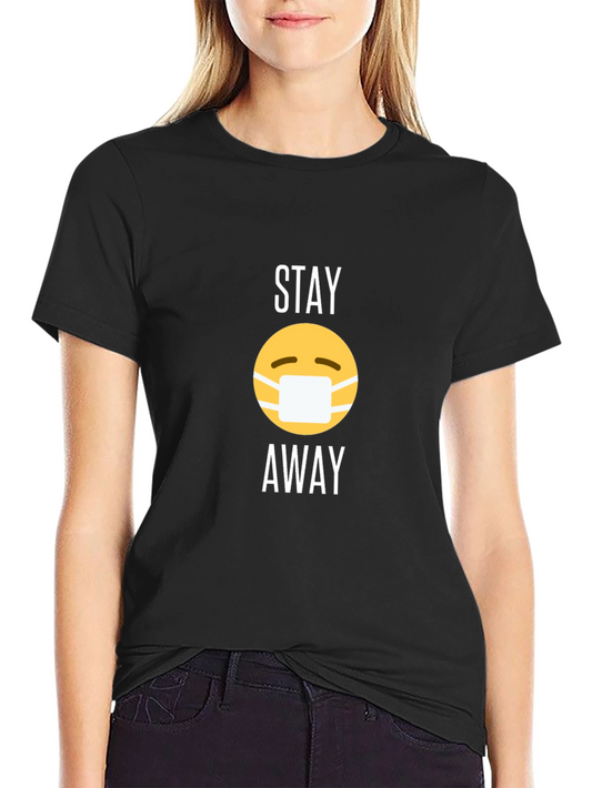 Camiseta Negra Stay Away con Emoji de Mascarilla