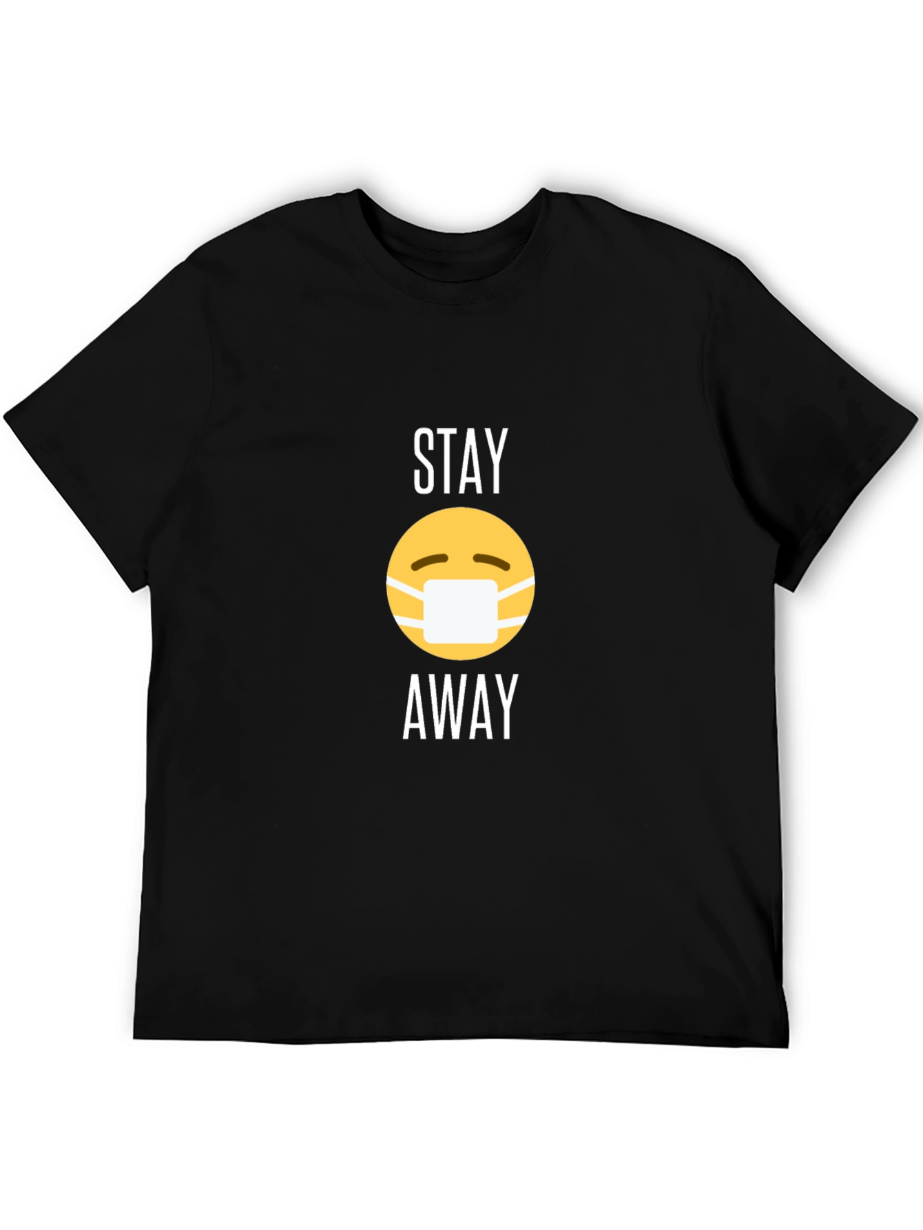 Camiseta Negra Stay Away con Emoji de Mascarilla