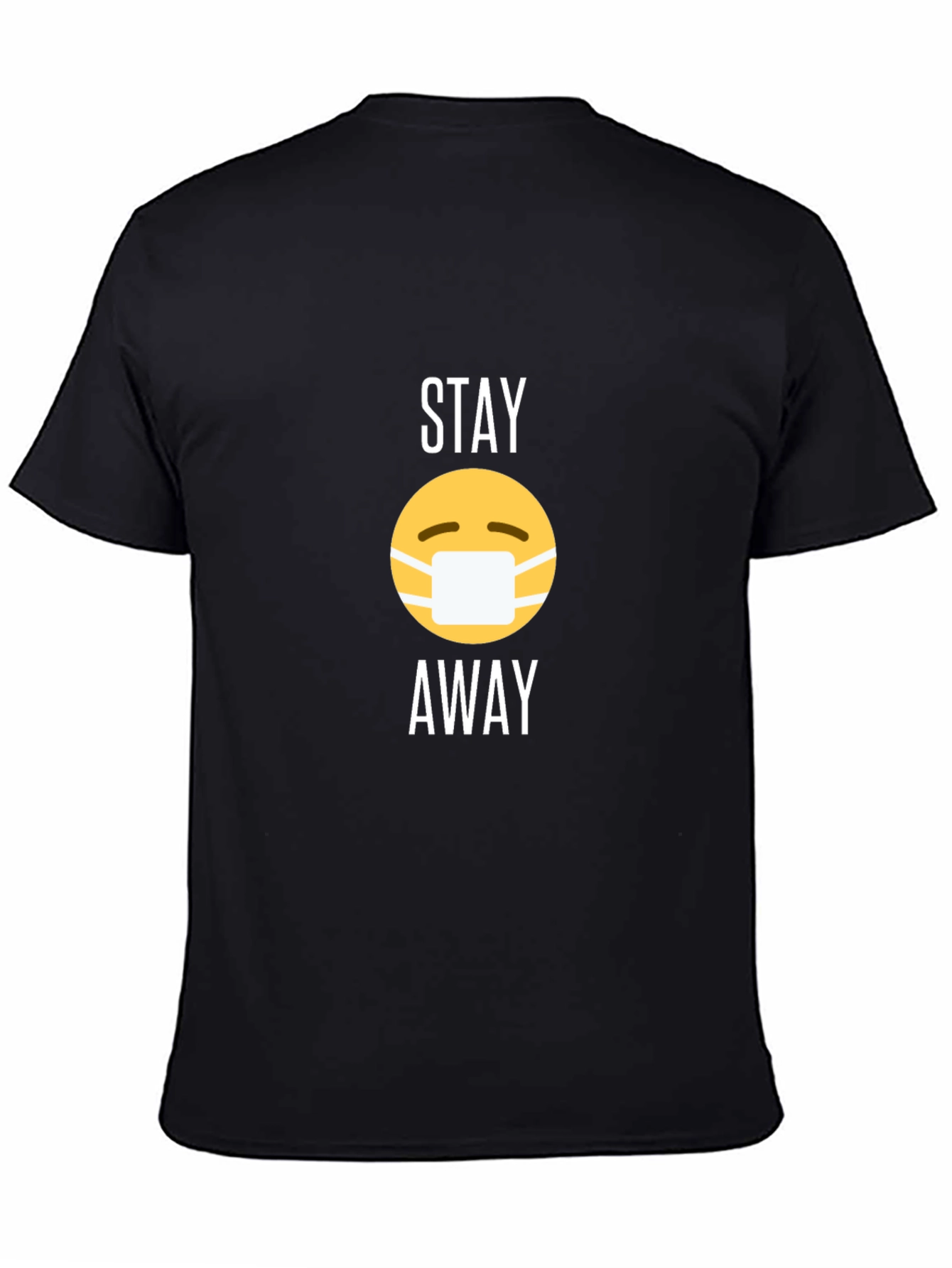Camiseta Negra Stay Away con Emoji de Mascarilla