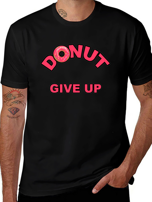 Camiseta Negra Donut Give Up Inspiradora