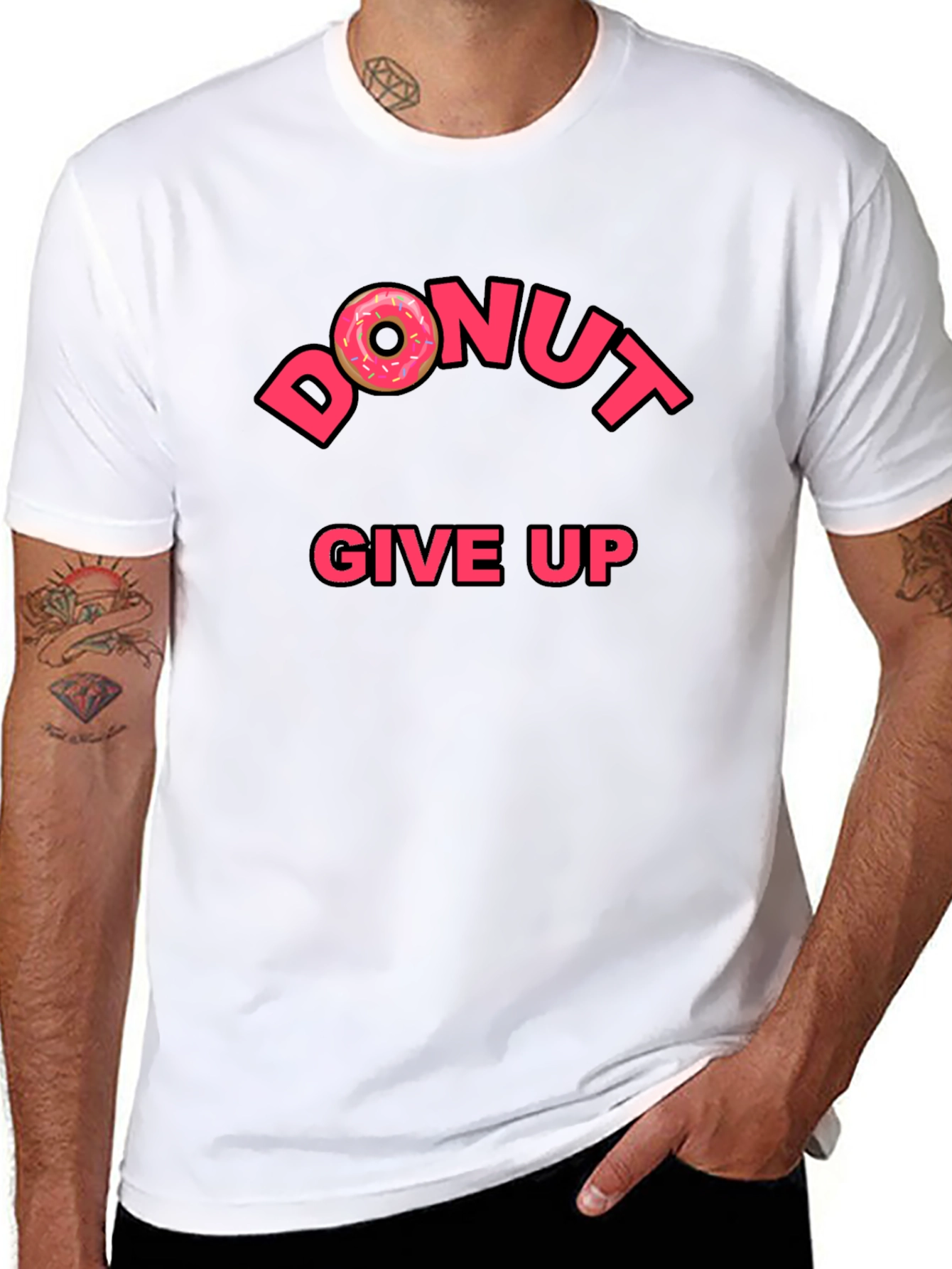 Camiseta Negra Donut Give Up Inspiradora