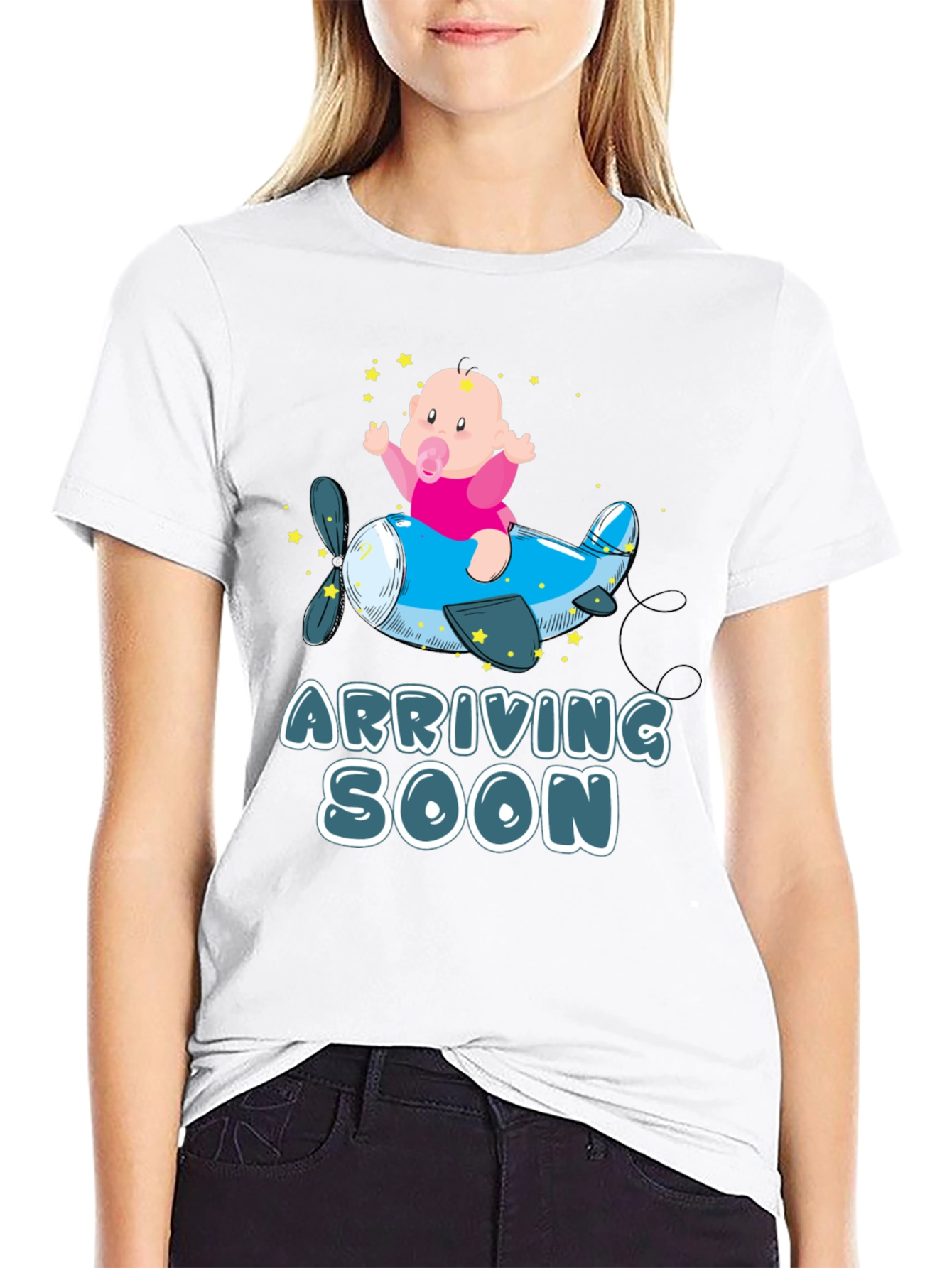 Camiseta Negra de Bebé en Avión - ¡Llegando Pronto!