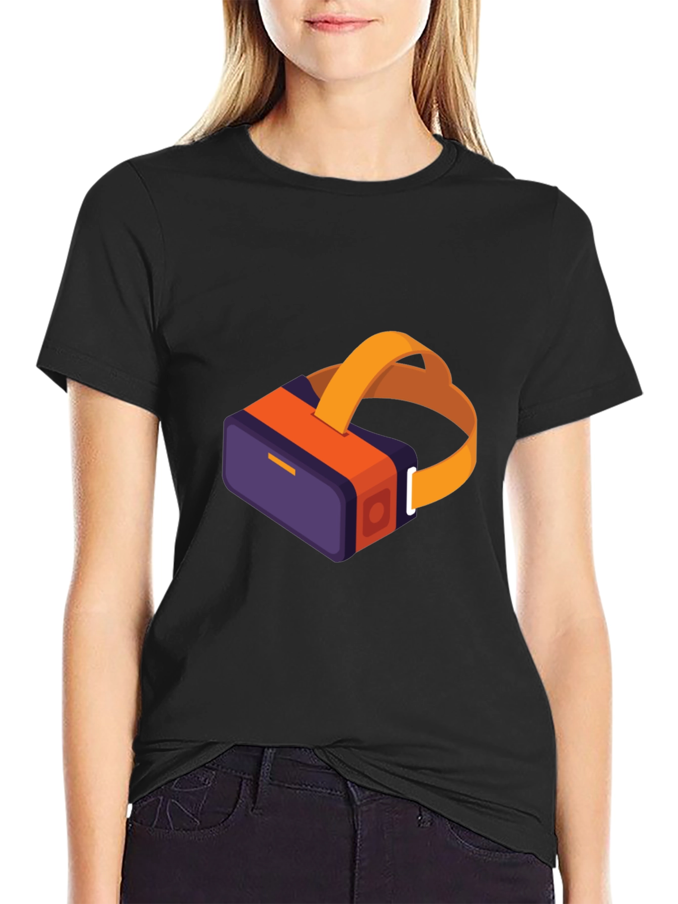 Camiseta Negra con Diseño VR Moderno