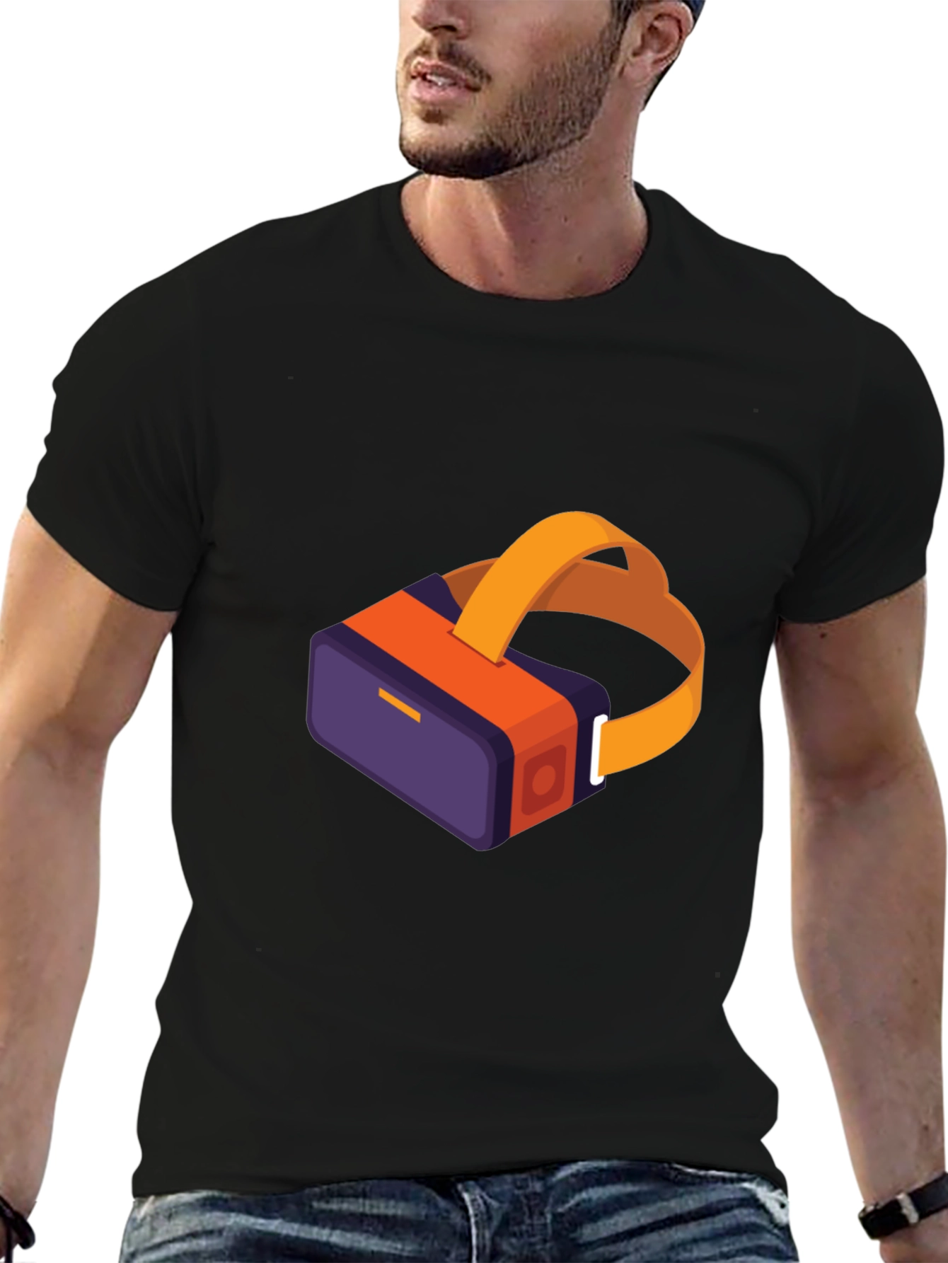 Camiseta Negra con Diseño VR Moderno