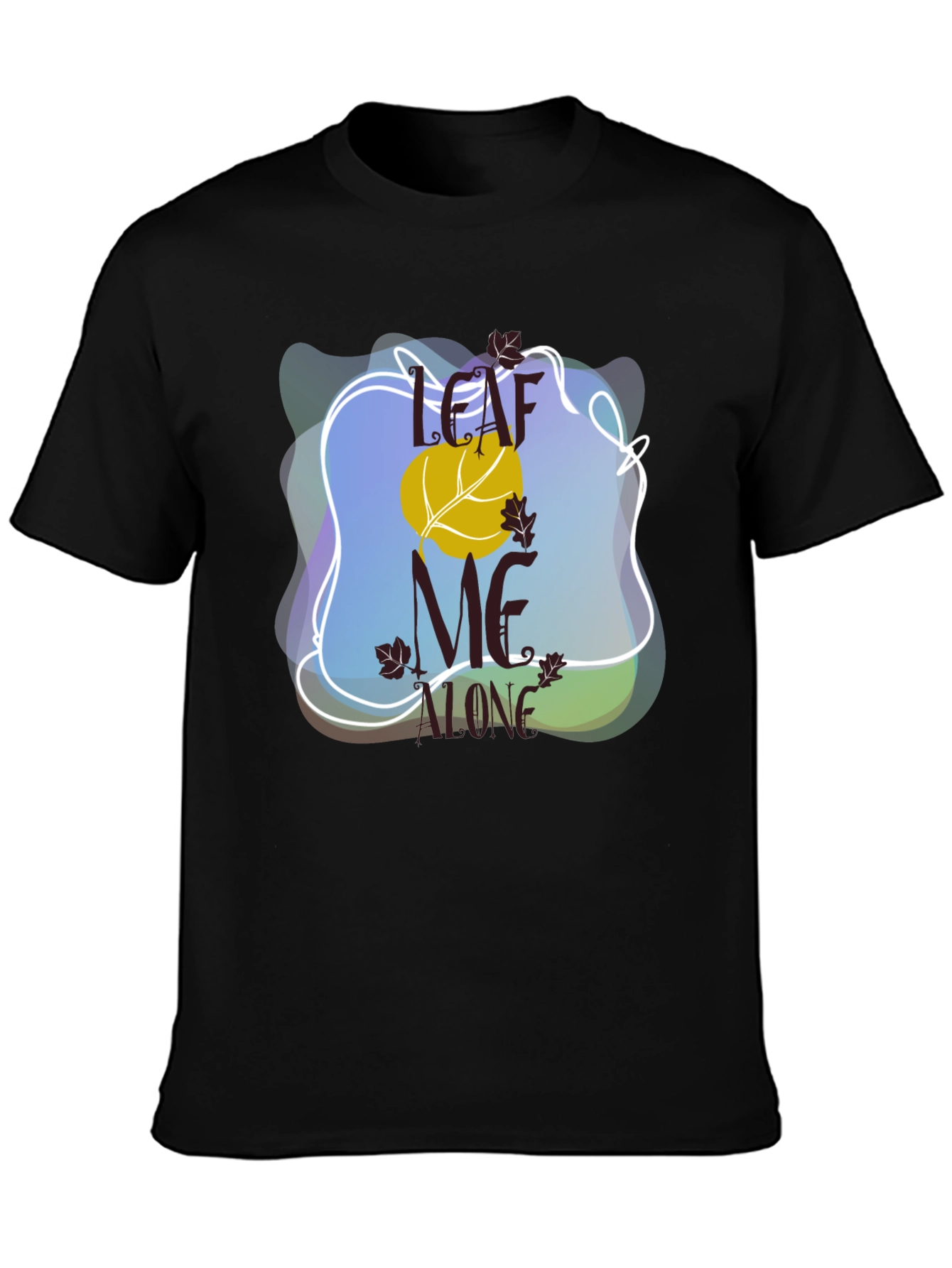 Camiseta Negra Divertida Leaf Me Alone Otoño