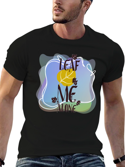 Camiseta Negra Divertida Leaf Me Alone Otoño