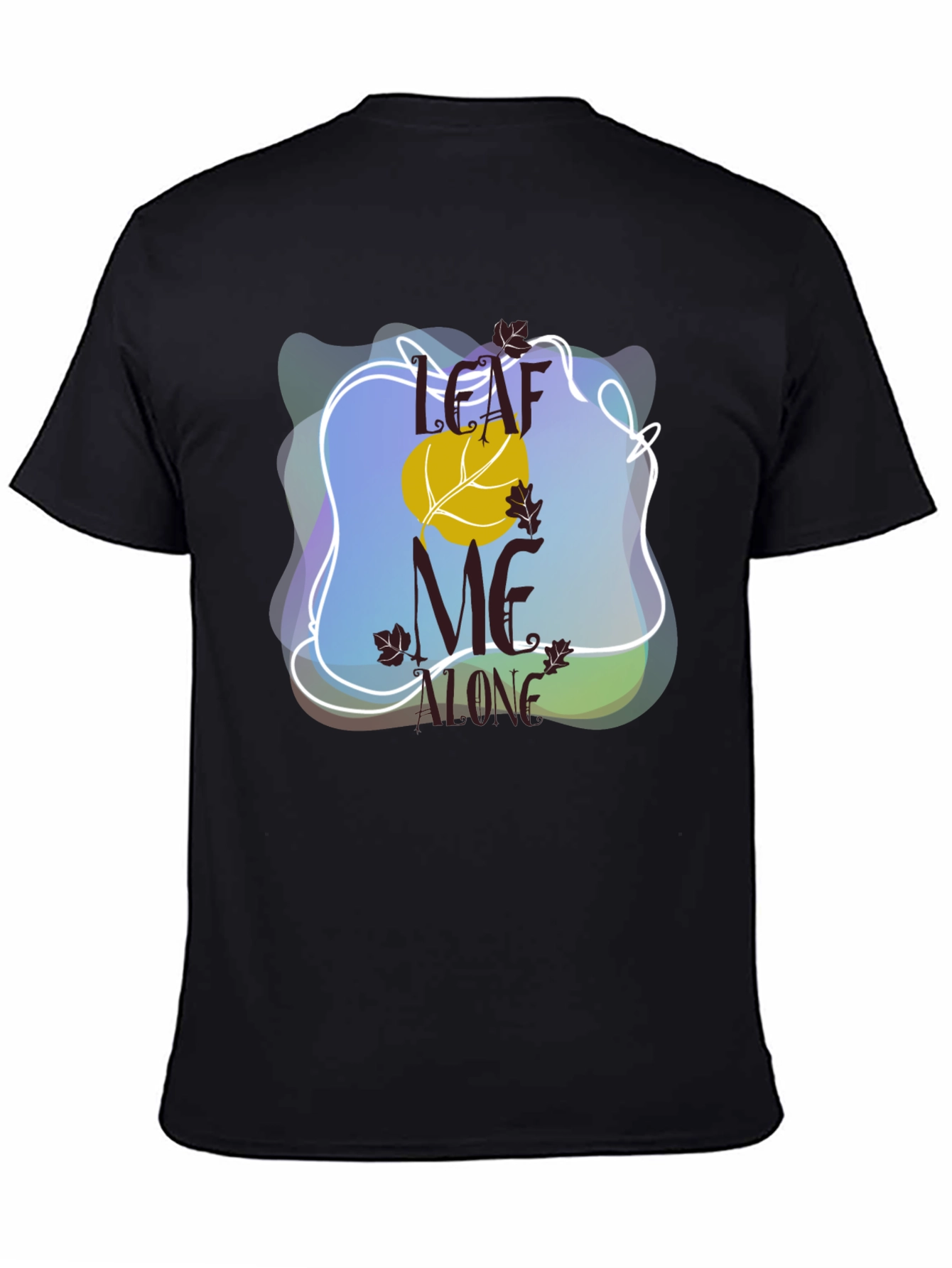 Camiseta Negra Divertida Leaf Me Alone Otoño
