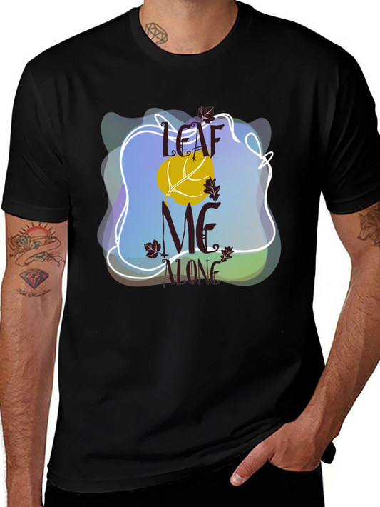 Camiseta Negra Divertida Leaf Me Alone Otoño