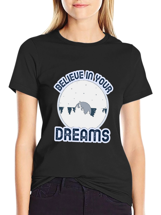 Camiseta Negra con Diseño Inspirador Cree En Tus Sueños