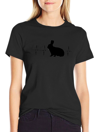 Camiseta Negra Conejo Latido - Diseño Único