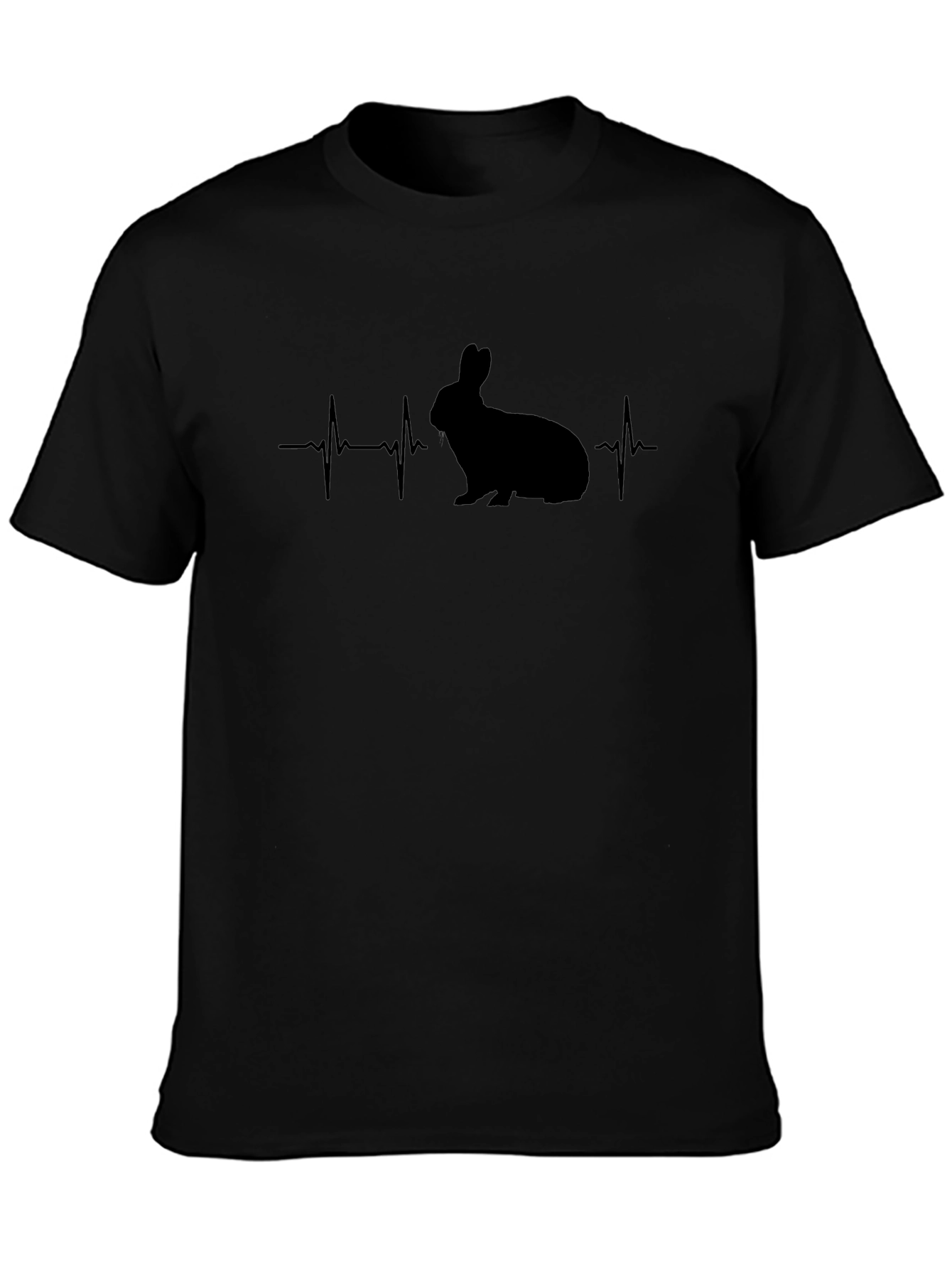 Camiseta Negra Conejo Latido - Diseño Único