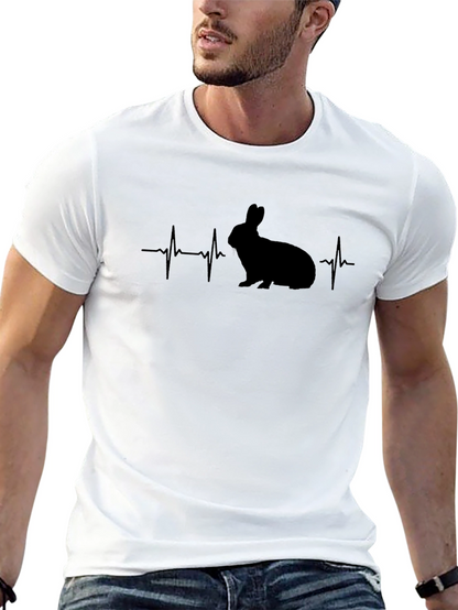 Camiseta Negra Conejo Latido - Diseño Único