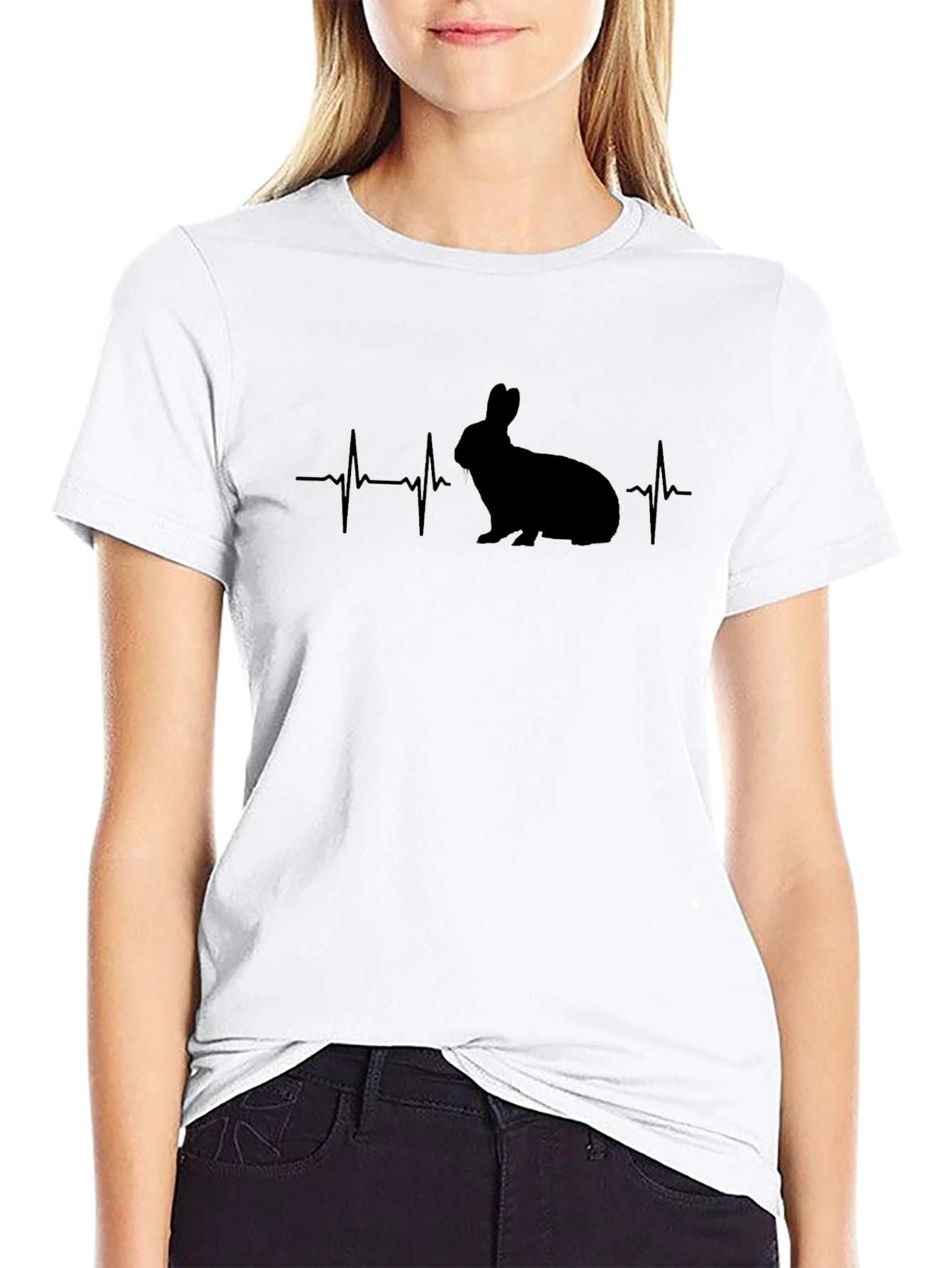 Camiseta Negra Conejo Latido - Diseño Único