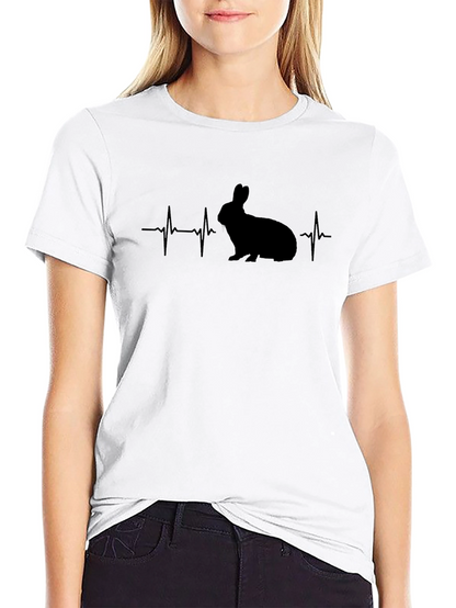 Camiseta Negra Conejo Latido - Diseño Único